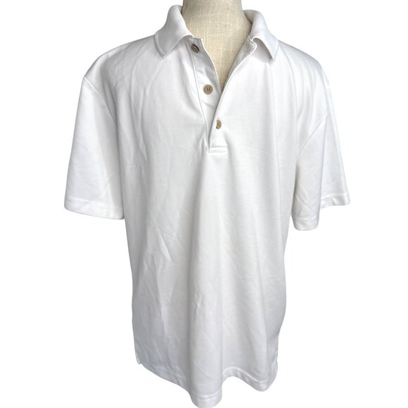 Cubavera Mens White Textured Polo Shirt Cotton Blend M - Picture 1 of 6